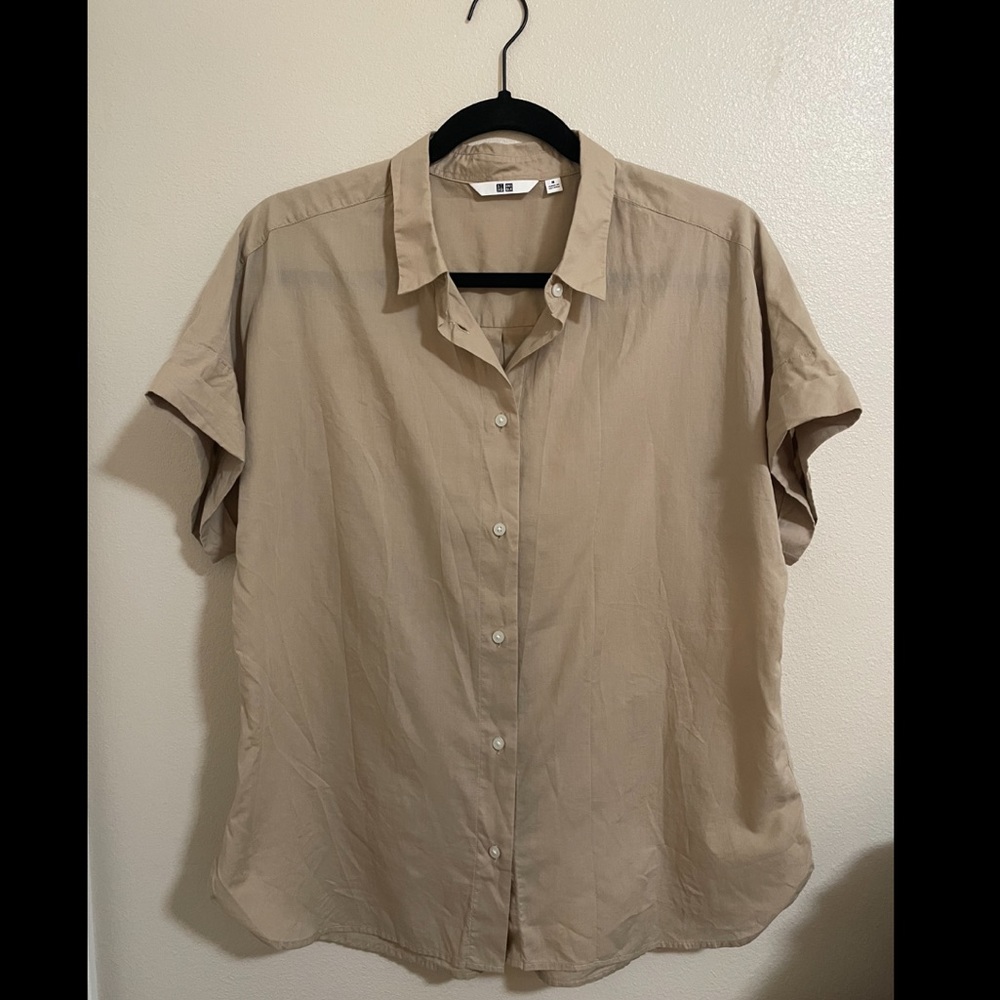 Women Soft Cotton Short Sleeve Button-up